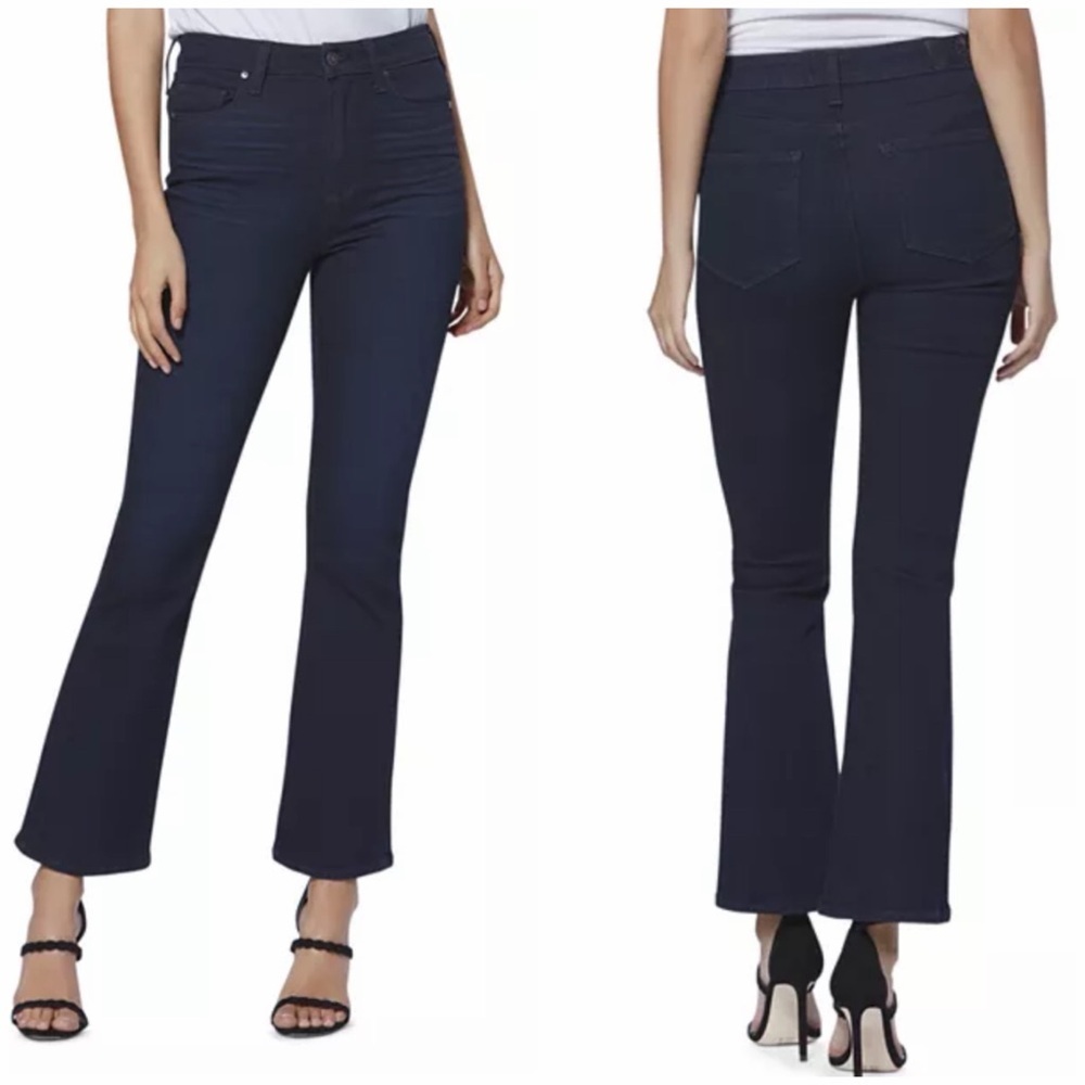 PAIGE Women's Claudine Ankle Flare Jeans in Telluride Dark Wash Sz 25